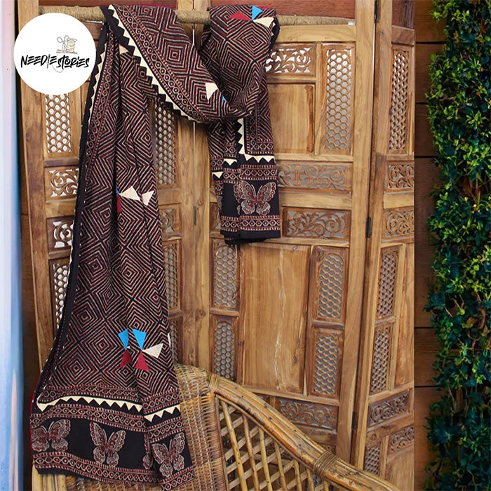 Rustic Elegance - Brown Ajrak Dupatta