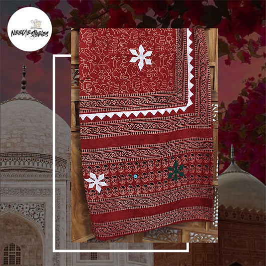 Desert Rose - Maroon Ajrak Duppatta