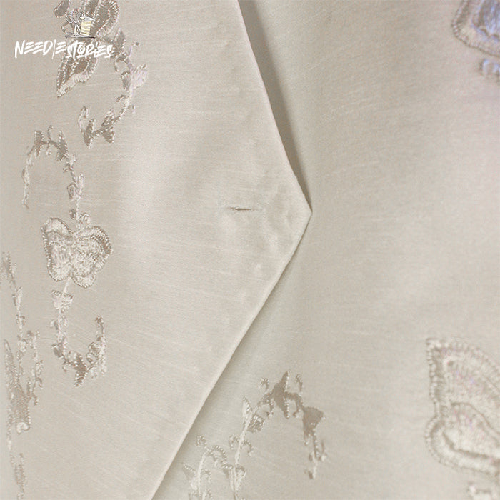 Whispers of Heritage - Off-White on Colour Hand-Embroidered Waistcoat