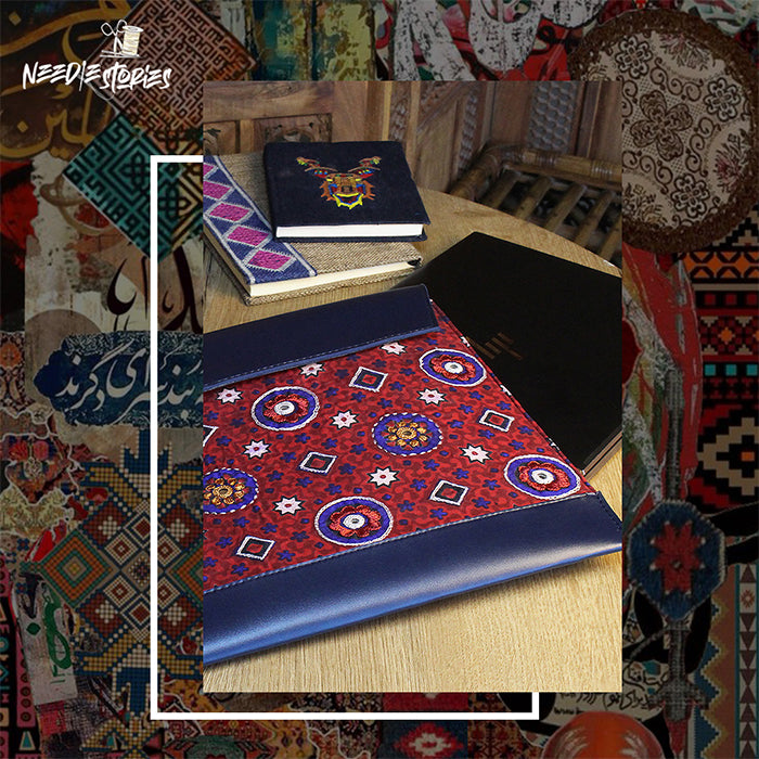 Ajrak Elegance - Maroon & Blue Laptop Sleeve