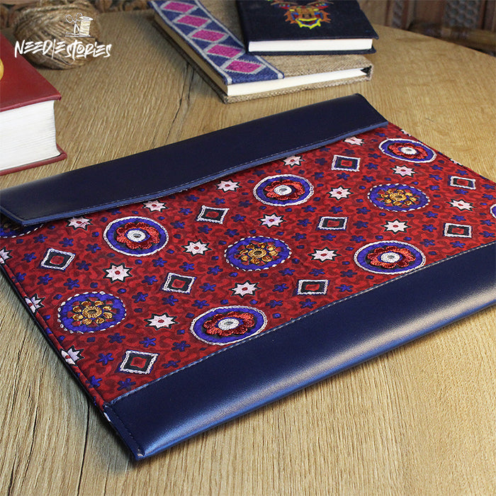 Ajrak Elegance - Maroon & Blue Laptop Sleeve