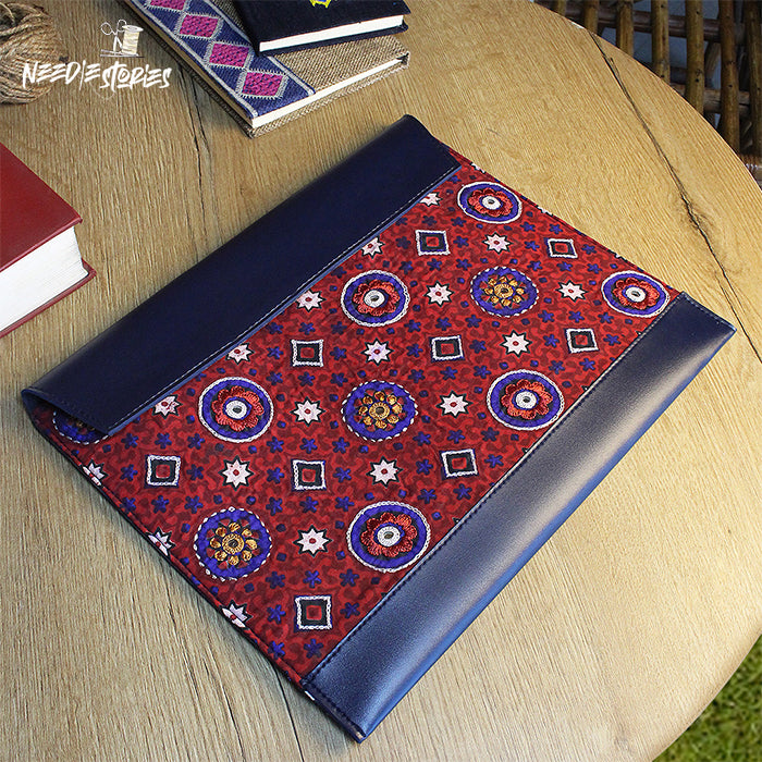 Ajrak Elegance - Maroon & Blue Laptop Sleeve