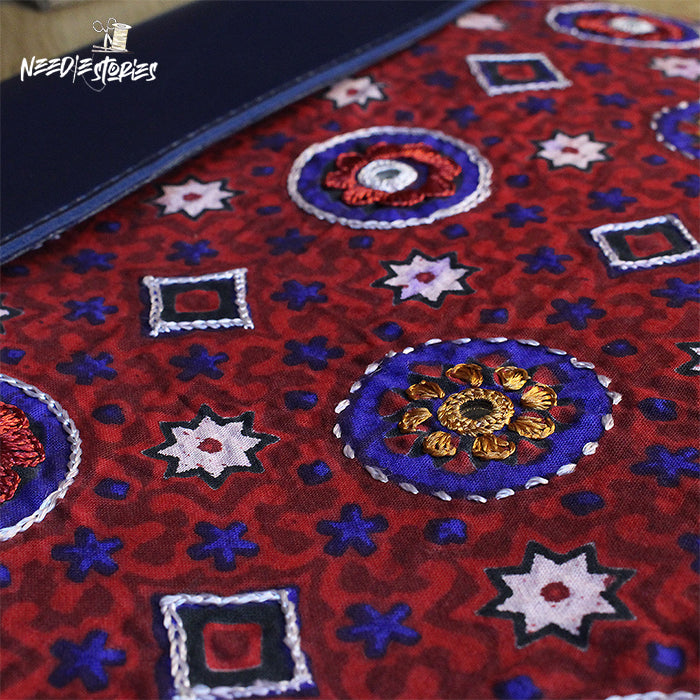 Ajrak Elegance - Maroon & Blue Laptop Sleeve