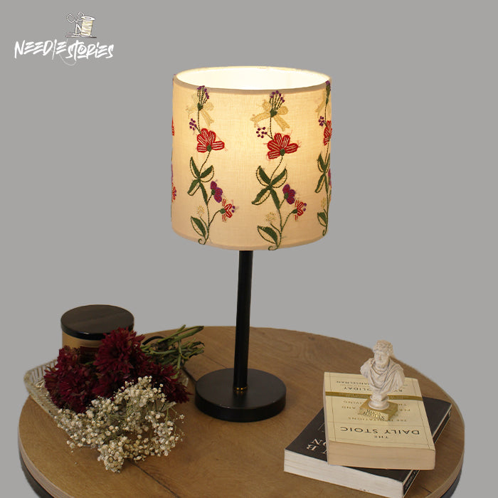 Beige Bloom Hand-Embroidered Lampshade