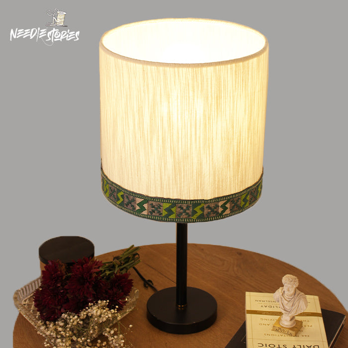 Ivory Glow Hand-Embroidered Lampshade